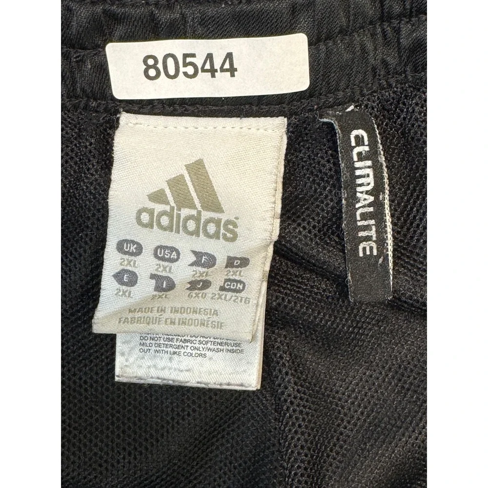 Adidas Climalite Track Pants Mens 2XL Black White 3 Stripe Athletic Gym Joggers